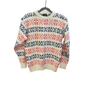 Vintage Vessels Pastel Pink Blue Crewneck Cotton Sweater Sz XL